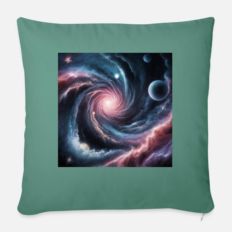 Univers 2 - Housse de coussin décorative 45 x 45 cm - vert sapin