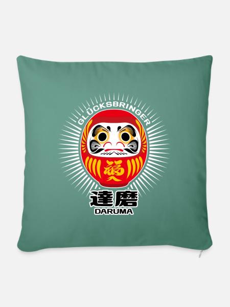Daruma - Glücksbringer - Sofakissenbezug 45 x 45 cm - Tanngrün