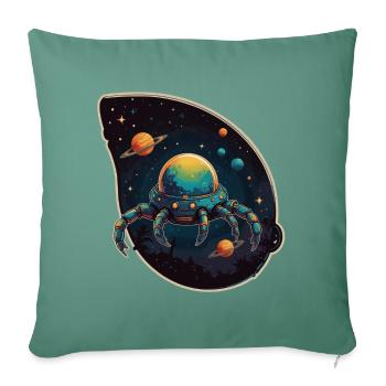 Crab spaceship in space with planets - Sofa pillowcase 17,3'' x 17,3'' (45 x 45 cm) - cypress green - Front