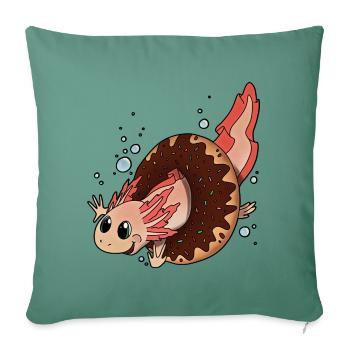 Axolotl Newt Donut - beignet d’idée cadeau cool - Housse de coussin décorative 45 x 45 cm - vert sapin - Devant