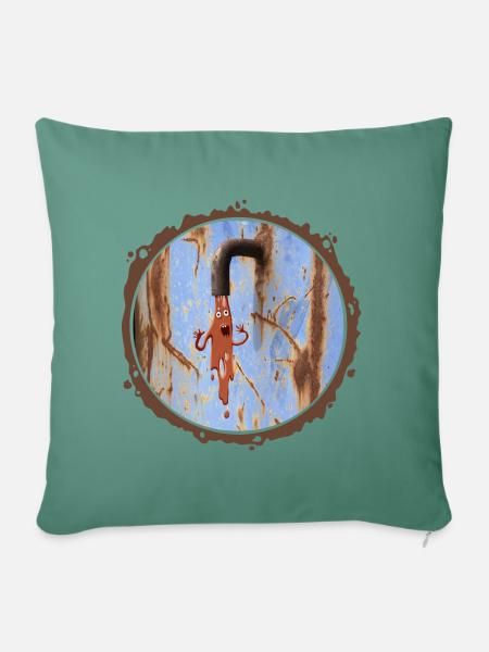 Schleimmonster mit rostigem Rand - Sofakissenbezug 45 x 45 cm - Tanngrün