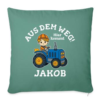 Jakob Vorname Traktor - Sofakissenbezug 45 x 45 cm - Tanngrün - Vorne
