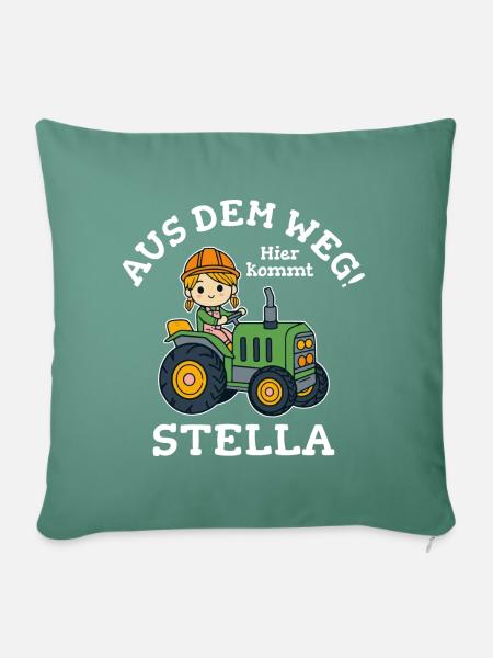 Stella Name Traktor - Sofakissenbezug 45 x 45 cm - Tanngrün