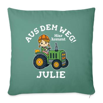 Julie Name Traktor - Sofakissenbezug 45 x 45 cm - Tanngrün - Vorne