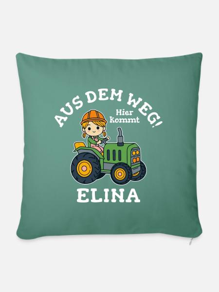 Elina Name Traktor - Sofakissenbezug 45 x 45 cm - Tanngrün