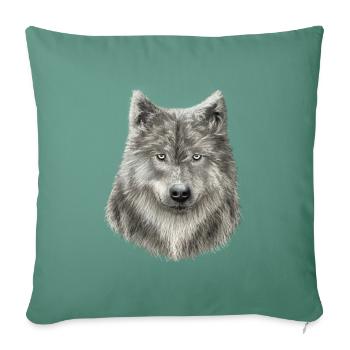 Grey Wolf Sketch - Sofa pillowcase 17,3'' x 17,3'' (45 x 45 cm) - cypress green - Front