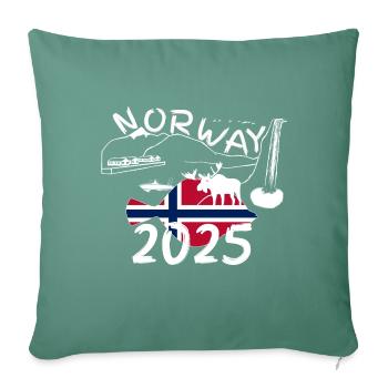 Norway 2025 Plaice with Mountains and Moose Fishing - Sofa pillowcase 17,3'' x 17,3'' (45 x 45 cm) - cypress green - Front