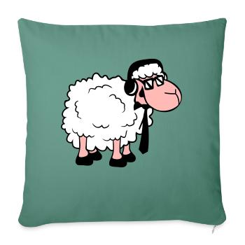 mouton lunettes de soleil cravate musique DJ casque Fun - Housse de coussin décorative 45 x 45 cm - vert sapin - Devant
