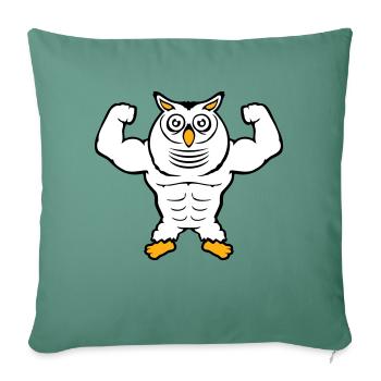 Owl Bodybuilder Muscles Biceps Poses Gym Rat Cool - Sofa pillowcase 17,3'' x 17,3'' (45 x 45 cm) - cypress green - Front