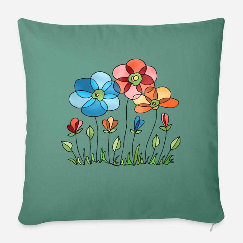 Blumen - Sofakissenbezug 45 x 45 cm - Tanngrün