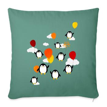 Pingouins (ballons) - Housse de coussin décorative 45 x 45 cm - vert sapin - Devant
