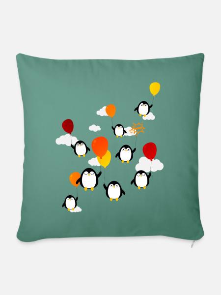 Pinguine (Luftballons) - Sofakissenbezug 45 x 45 cm - Tanngrün