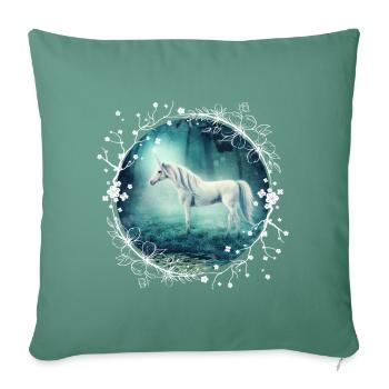 Unicorn forest magical flowers - Sofa pillowcase 17,3'' x 17,3'' (45 x 45 cm) - cypress green - Front