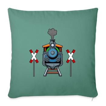 Steam locomotive engine driver locomotive - Sofa pillowcase 17,3'' x 17,3'' (45 x 45 cm) - cypress green - Front