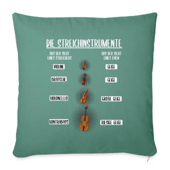 Streichinstrumente geige Violine Kontrabass - Sofakissenbezug 45 x 45 cm - Tanngrün - Vorne