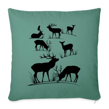 Deer, roe deer, red deer, fallow deer, deer, roe deer - Sofa pillowcase 17,3'' x 17,3'' (45 x 45 cm) - cypress green - Front