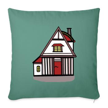 Maison cottage vivant constructeur construire propriété - Housse de coussin décorative 45 x 45 cm - vert sapin - Devant
