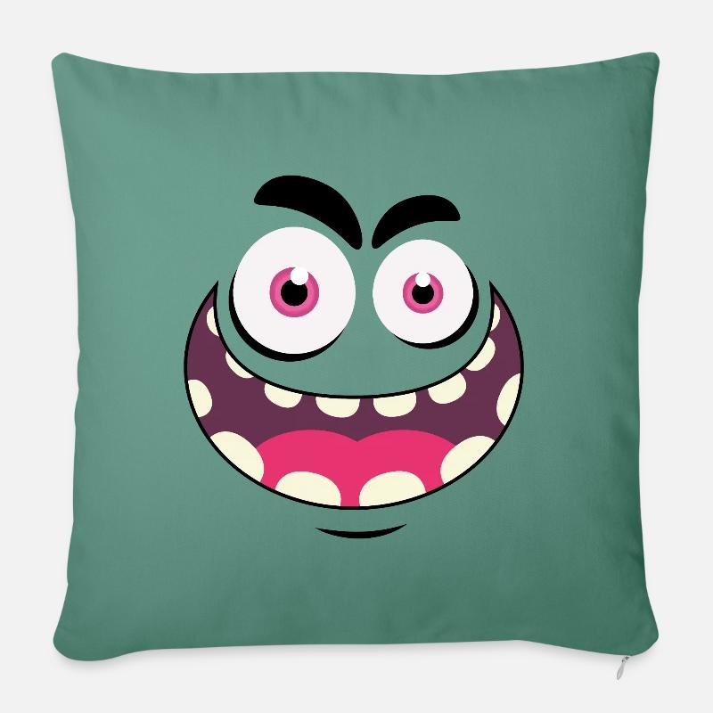 Visage de monstre - Housse de coussin décorative 45 x 45 cm - vert sapin