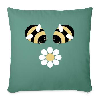 Bees flower - Sofa pillowcase 17,3'' x 17,3'' (45 x 45 cm) - cypress green - Front