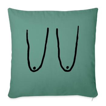 Seins seins poitrine - Housse de coussin décorative 45 x 45 cm - vert sapin - Devant