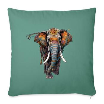 Colorful elephant in boho ethno style - Sofa pillowcase 17,3'' x 17,3'' (45 x 45 cm) - cypress green - Front