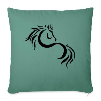 Drôle de cheval princesse crinière idée cadeau Tribal - Housse de coussin décorative 45 x 45 cm - vert sapin - Devant