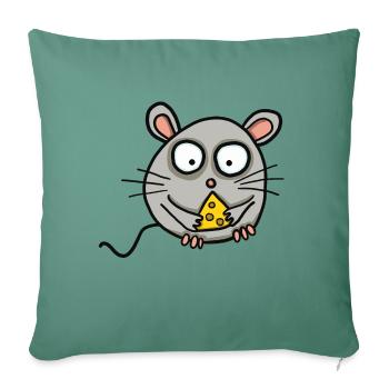 Mouse with cheese - Sofa pillowcase 17,3'' x 17,3'' (45 x 45 cm) - cypress green - Front