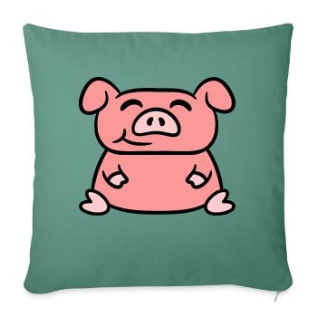 Sitting Pig Love Little Cute Piggy - Sofa pillowcase 17,3'' x 17,3'' (45 x 45 cm) - cypress green - Front