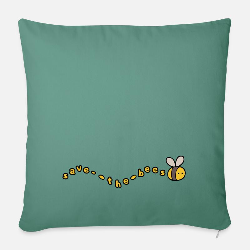 Sauvons les abeilles - Housse de coussin décorative 45 x 45 cm - vert sapin