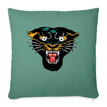 panthere noire old school tattoo - Housse de coussin décorative 45 x 45 cm - vert sapin - Devant