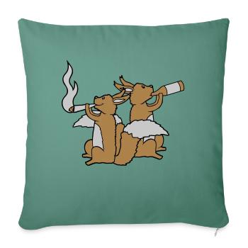 2 Écureuils de fête - Housse de coussin décorative 45 x 45 cm - vert sapin - Devant