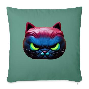Magical angry cat face! - Sofa pillowcase 17,3'' x 17,3'' (45 x 45 cm) - cypress green - Front