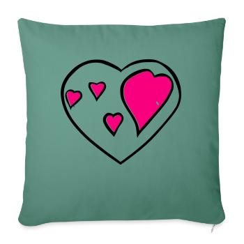 Symbole de coeur Amour Mignons Cœurs Rose Dessin Vecteur - Housse de coussin décorative 45 x 45 cm - vert sapin - Devant