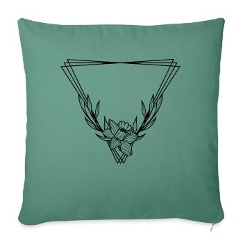 Couronne florale Boho feuille de saule 3 - Housse de coussin décorative 45 x 45 cm - vert sapin - Devant