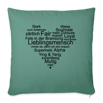 Coeur de la personne préférée personnalisable - Housse de coussin décorative 45 x 45 cm - vert sapin - Devant