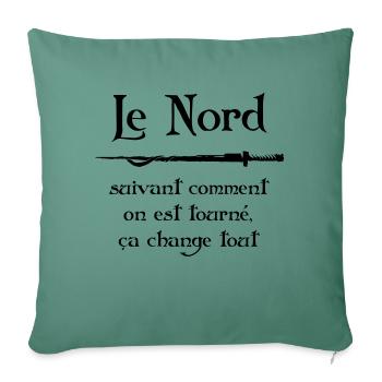 Le Nord suivant comment on est tourné... Perceval - Housse de coussin décorative 45 x 45 cm - vert sapin - Devant