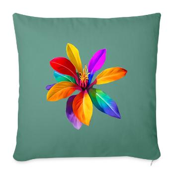 Fleur arc-en-ciel de Fantasialand - Housse de coussin décorative 45 x 45 cm - vert sapin - Devant
