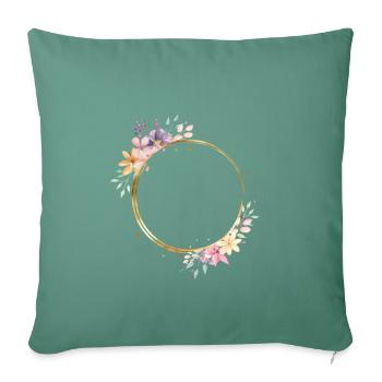 Blumen-Kreis, bunt personalisierbar - Sofakissenbezug 45 x 45 cm - Tanngrün - Vorne