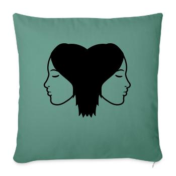 Couple 2 women team friends girlfriend sister head - Sofa pillowcase 17,3'' x 17,3'' (45 x 45 cm) - cypress green - Front