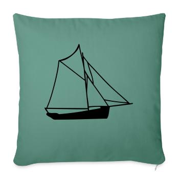 dessin de bateau navire sloop frégate - Housse de coussin décorative 45 x 45 cm - vert sapin - Devant