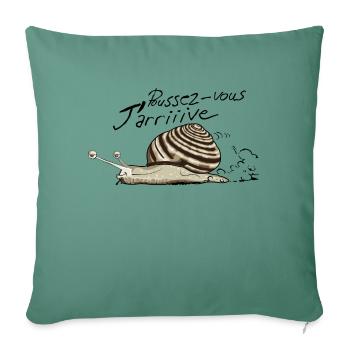 poussez vous arrive escargot dessin humour vitesse - Housse de coussin décorative 45 x 45 cm - vert sapin - Devant