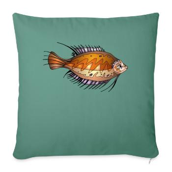 Poissons - Housse de coussin décorative 45 x 45 cm - vert sapin - Devant