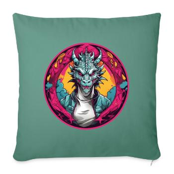 Fire Dragon Dragon Portrait for Dragon Fans Dragon - Sofa pillowcase 17,3'' x 17,3'' (45 x 45 cm) - cypress green - Front