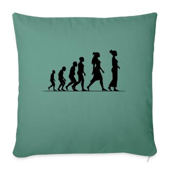 Évolution féministe - Housse de coussin décorative 45 x 45 cm - vert sapin - Devant