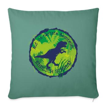 Dino Adventure Finally School T-Rex – Schoolchild - Sofa pillowcase 17,3'' x 17,3'' (45 x 45 cm) - cypress green - Front