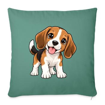 Beagle Kawaii Style – Süßer Spürhund - Sofakissenbezug 45 x 45 cm - Tanngrün - Vorne