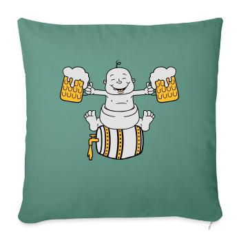 drunk, octoberfest, drinking, alcohol, glass, jug, - Sofa pillowcase 17,3'' x 17,3'' (45 x 45 cm) - cypress green - Front