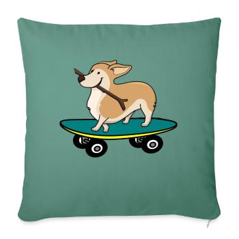 Dog on skateboard - Sofa pillowcase 17,3'' x 17,3'' (45 x 45 cm) - cypress green - Front