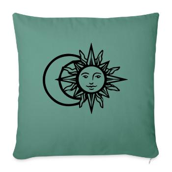 Soleil et Lune - Housse de coussin décorative 45 x 45 cm - vert sapin - Devant