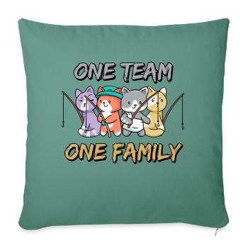 équipe famille chat pêche chien sport drôle fête - Housse de coussin décorative 45 x 45 cm - vert sapin - Devant